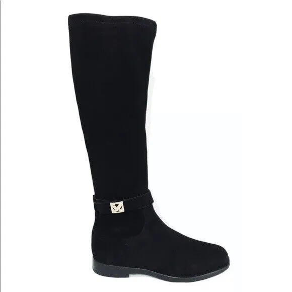 KATE SPADE Womens Black Verona Suede Zip Up Knee Boots US 8 EU 38.5