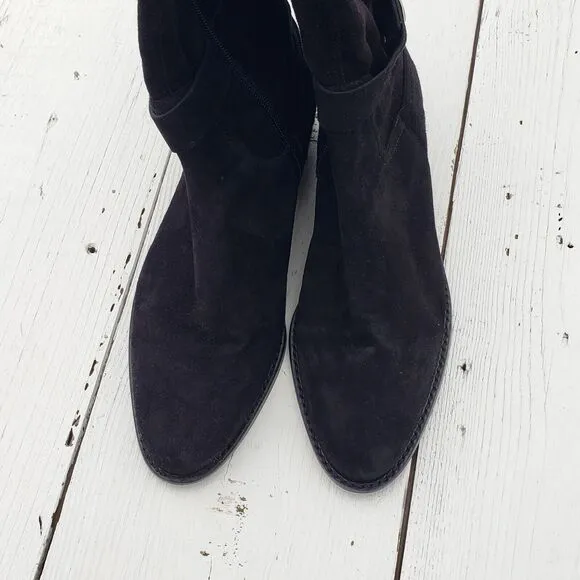 KATE SPADE Womens Black Verona Suede Zip Up Knee Boots US 8 EU 38.5