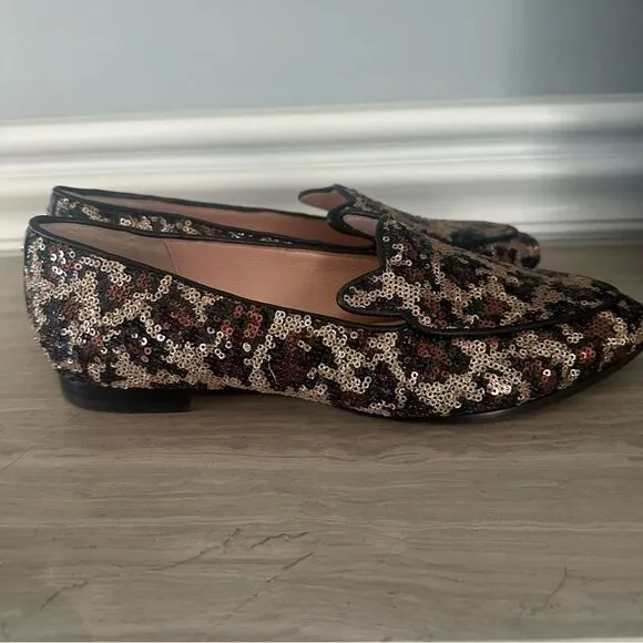 Kate Spade Caty leopard print and sequin loafers.