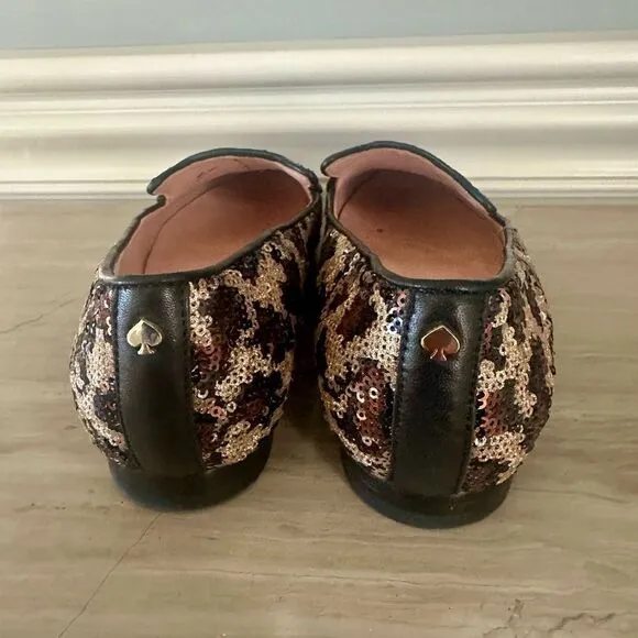 Kate Spade Caty leopard print and sequin loafers.