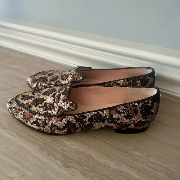 Kate Spade Caty leopard print and sequin loafers.