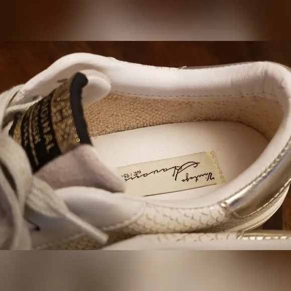 KATE - WHITE GOLD SNAKE Women's Sneakers by Vintage Havana Womens SIZE 6