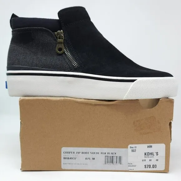 Keds Cooper Zip Suede Bootie Boots New Size 7.5 Black