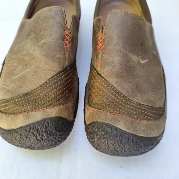 Keen Brown Casual Leather Loafers Side Elastic Slip On Womens Size 10