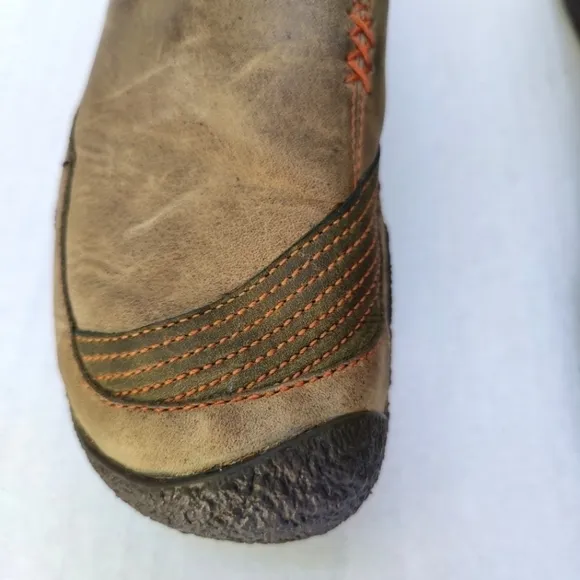 Keen Brown Casual Leather Loafers Side Elastic Slip On Womens Size 10