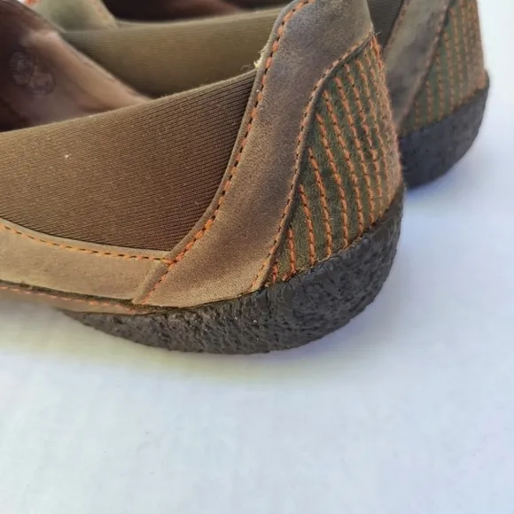 Keen Brown Casual Leather Loafers Side Elastic Slip On Womens Size 10