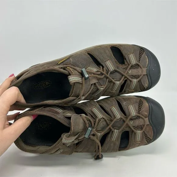 KEEN Men's Brown Leather Waterproof Hiking Sandals Size 11.5 Casual Summer