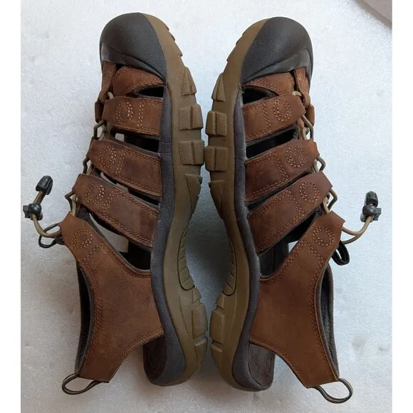 KEEN Men's Hiking Sandal US Size 11.5 Newport Brown Leather Waterproof CLEAN