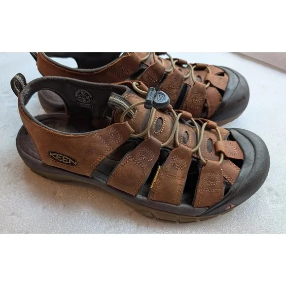 KEEN Men's Hiking Sandal US Size 11.5 Newport Brown Leather Waterproof CLEAN