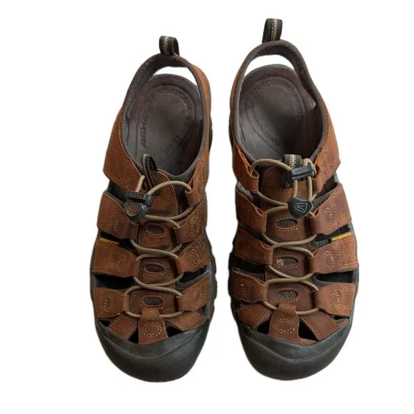 KEEN Men's Hiking Sandal US Size 11.5 Newport Brown Leather Waterproof CLEAN