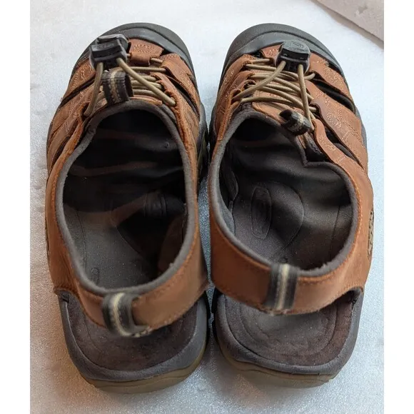 KEEN Men's Hiking Sandal US Size 11.5 Newport Brown Leather Waterproof CLEAN