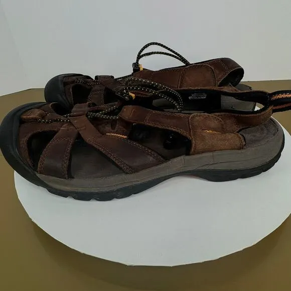 Keen Mens Venice Brown Leather Sport Sandals Waterproof Sz 11.5 Hiking Camping