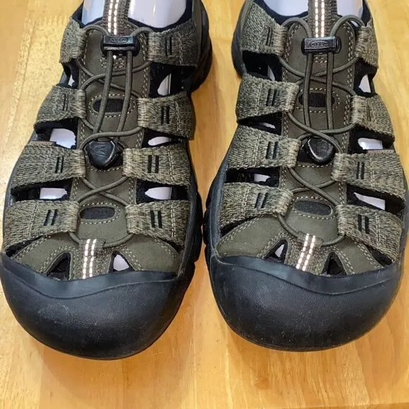 KEEN Newport H2 Sport Sandals Men's Olive Green Brown Leather Waterproof Size 9