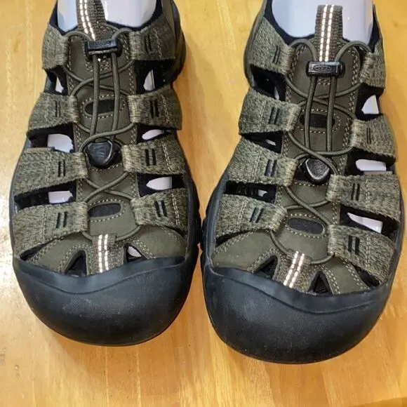 KEEN Newport H2 Sport Sandals Men's Olive Green Brown Leather Waterproof Size 9