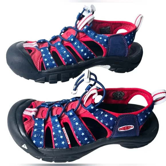 KEEN Newport Red, White and Blue Sandals size 6.5