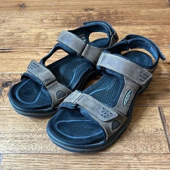KEEN Rialto II 3 Point Sandals Brown Leather Hiking Outdoor Men's Size 9