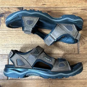 KEEN Rialto II 3 Point Sandals Brown Leather Hiking Outdoor Men's Size 9