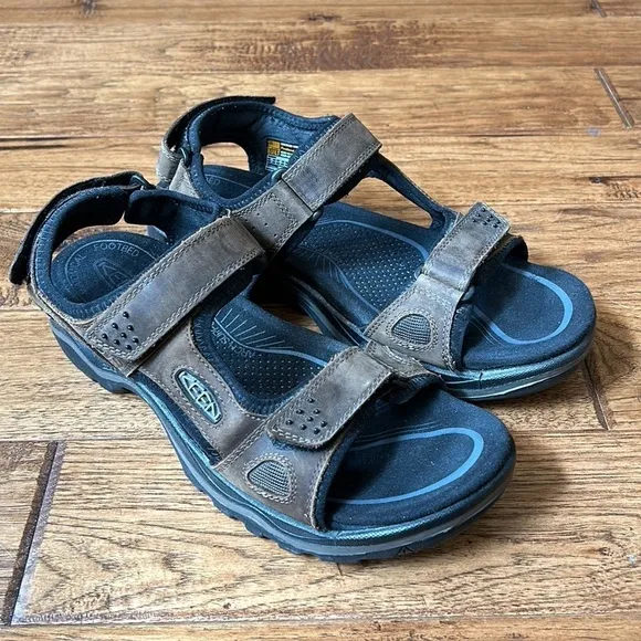 KEEN Rialto II 3 Point Sandals Brown Leather Hiking Outdoor Men's Size 9