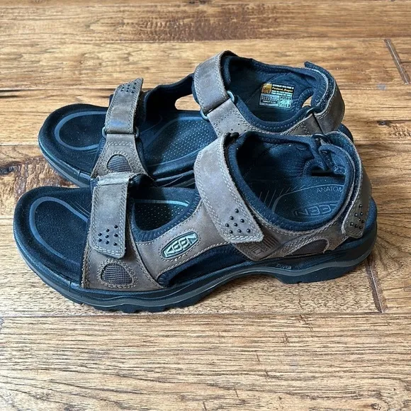 KEEN Rialto II 3 Point Sandals Brown Leather Hiking Outdoor Men's Size 9