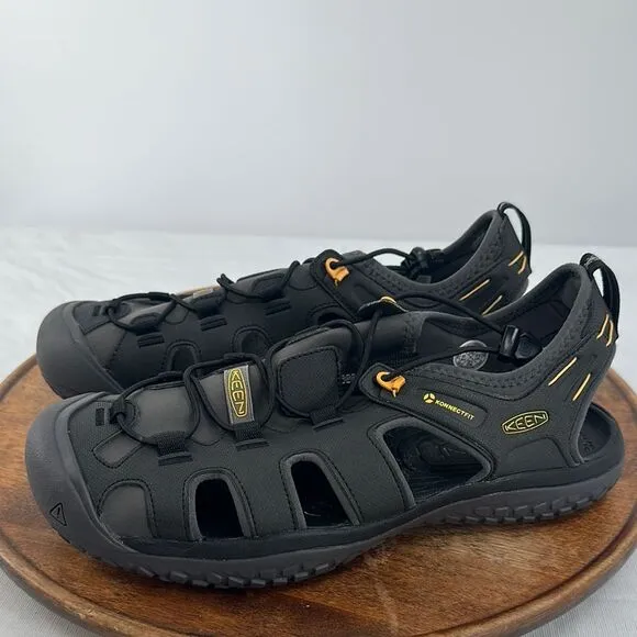 Keen Sandals Mens 11.5 D Solr Black Gold Waterproof Fisherman Water Shoe