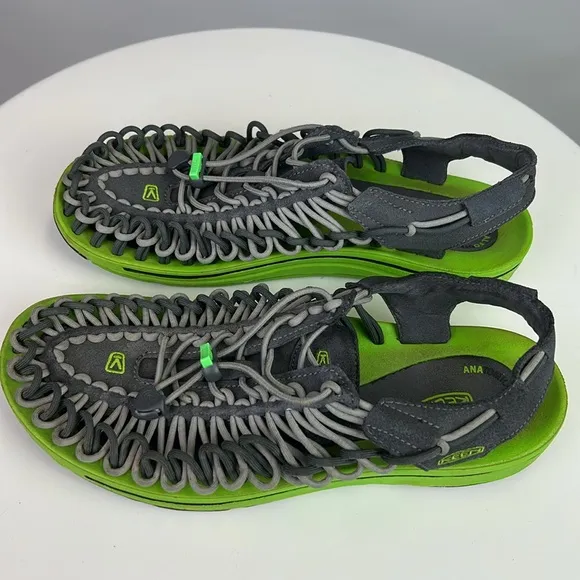 KEEN UNEEK 1013878 Mens Classic Two Cord Outdoor Waterproof Gray/Green Sandals