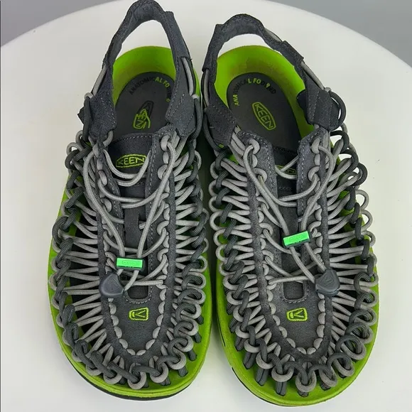 KEEN UNEEK 1013878 Mens Classic Two Cord Outdoor Waterproof Gray/Green Sandals