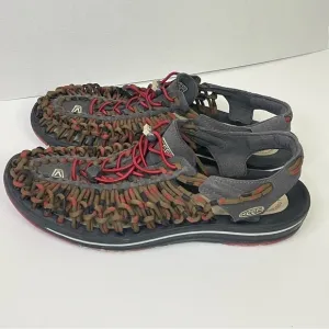 Keen Uneek Men’s Flat Sandals Hiking Camping Fisherman Gray Red Color Size 11