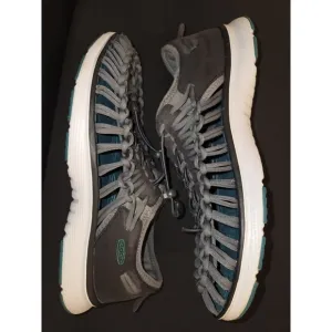 Keen Uneek Mens Slip On Rope Cord Weave Sandals Gray Teal Hiking River Size 10