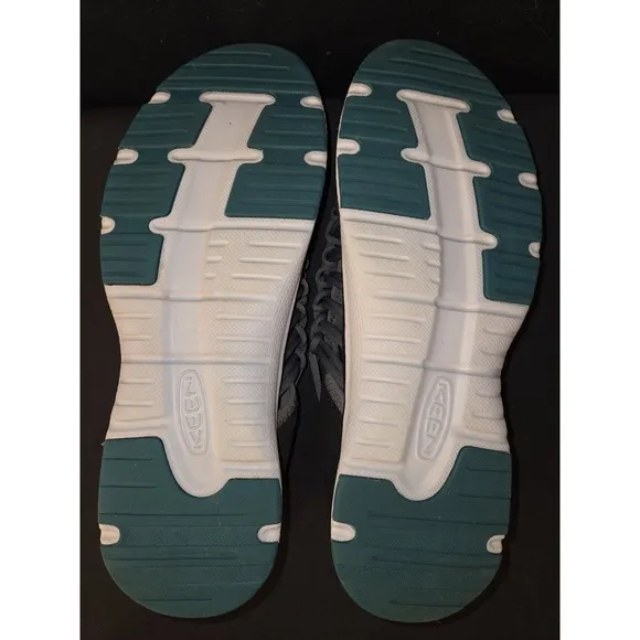 Keen Uneek Mens Slip On Rope Cord Weave Sandals Gray Teal Hiking River Size 10