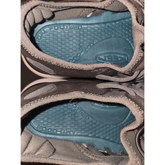 Keen Uneek Mens Slip On Rope Cord Weave Sandals Gray Teal Hiking River Size 10