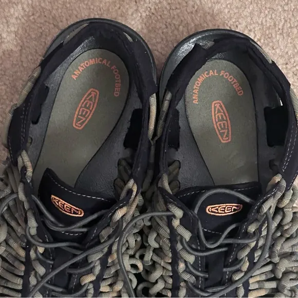 Keen Woven Uneek Bungee Cord Paracord Sandal Green Drawstring Men US 9.5 1014619