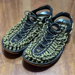Keen Woven Uneek Bungee Cord Paracord Sandal Green Drawstring Men US 9.5 1014619