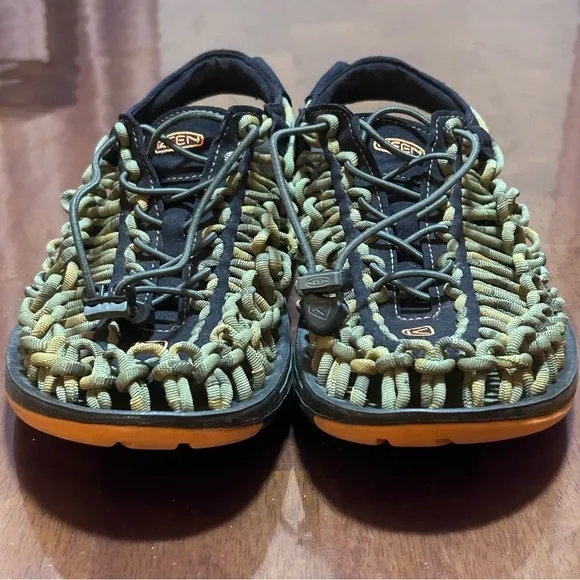 Keen Woven Uneek Bungee Cord Paracord Sandal Green Drawstring Men US 9.5 1014619