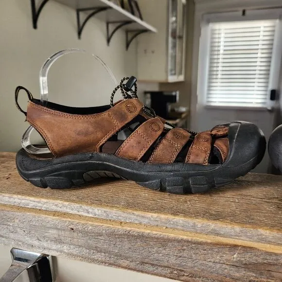 Keen Newport Sandals Men 11 Brown Leather Waterproof Sport Hiking  Sanitized RTW