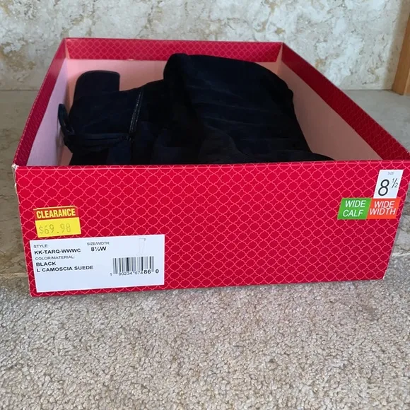 Kelly &amp; Katie Black Camoscia Suede Tarq Over-The-Knee Wide Calf Boots Size 8.5