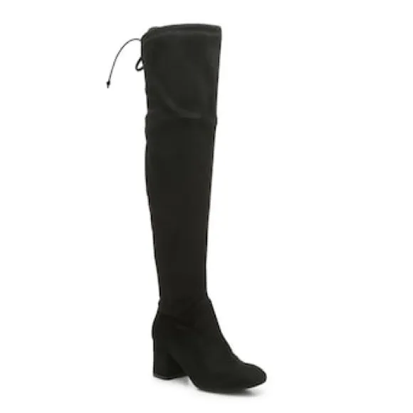 Kelly &amp; Katie Black Camoscia Suede Tarq Over-The-Knee Wide Calf Boots Size 8.5