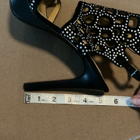 KELSI DAGGER Brandi Black Platform Studded High Heel Leather Sandals - 10