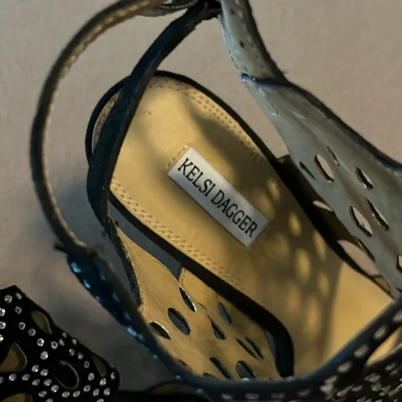 KELSI DAGGER Brandi Black Platform Studded High Heel Leather Sandals - 10