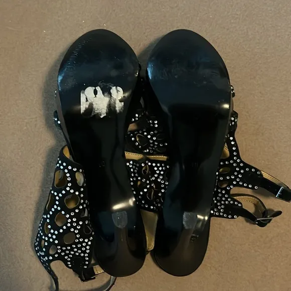 KELSI DAGGER Brandi Black Platform Studded High Heel Leather Sandals - 10