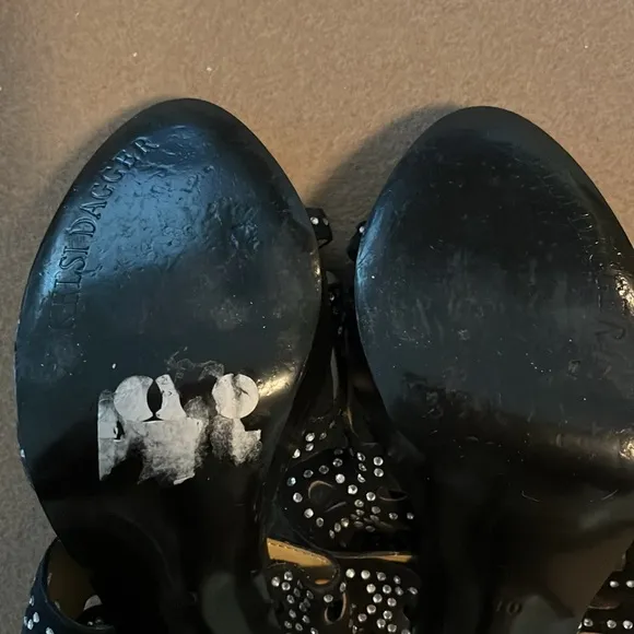 KELSI DAGGER Brandi Black Platform Studded High Heel Leather Sandals - 10