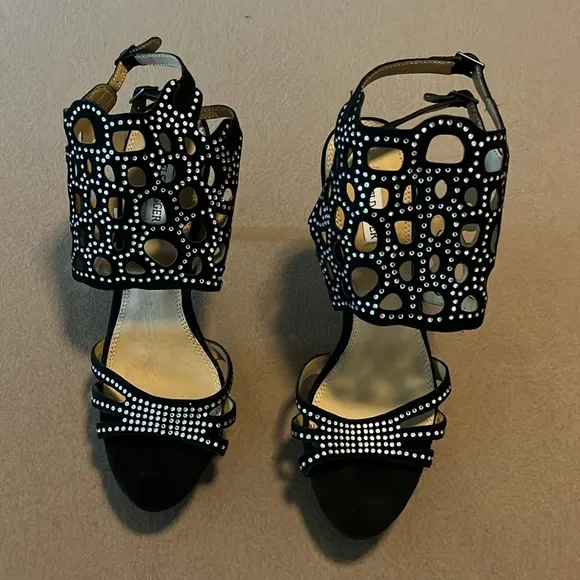 KELSI DAGGER Brandi Black Platform Studded High Heel Leather Sandals - 10