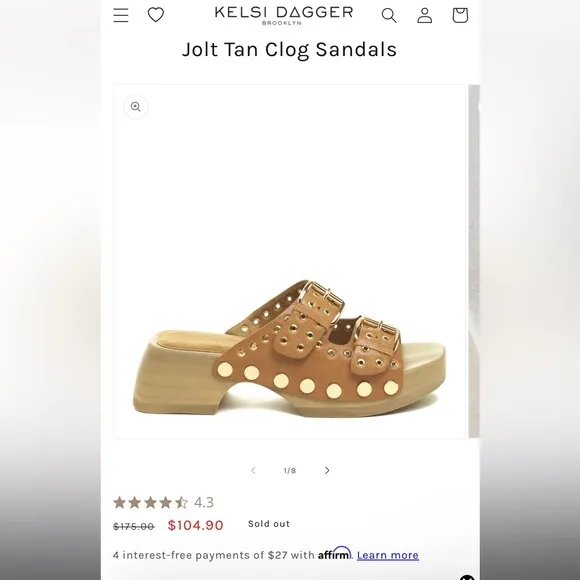 Kelsi Dagger Jolt Tan Clog Sandals