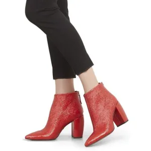 Kenneth Cole Alora Pointy Toe Ankle Bootie Boot Red Patent Leather Boot Sz 9