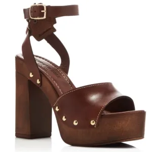Kenneth Cole Kali Leather Platform High Heel Brown Sandals Italy Size 39/ US 8.5