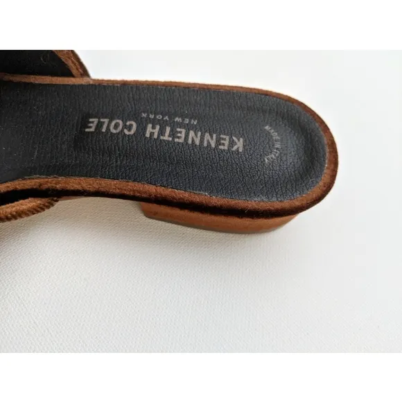 Kenneth Cole New York Candice Velvet Slide Flat Sandals With Bow Women's Size 6