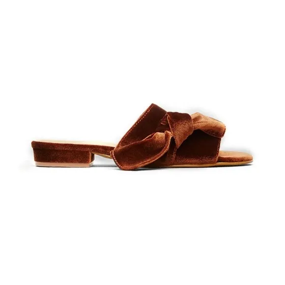 Kenneth Cole New York Candice Velvet Slide Flat Sandals With Bow Women's Size 6