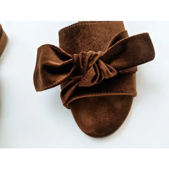 Kenneth Cole New York Candice Velvet Slide Flat Sandals With Bow Women's Size 6