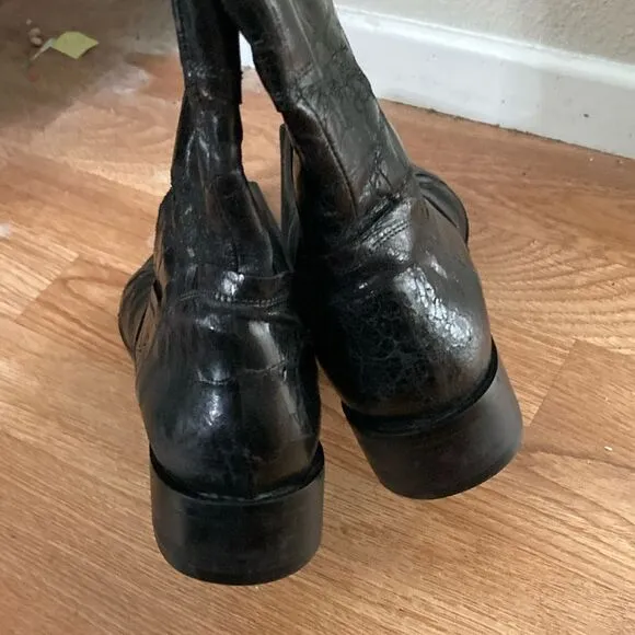 Kenneth Kole Black Leather Cowboy Boots Sz 10