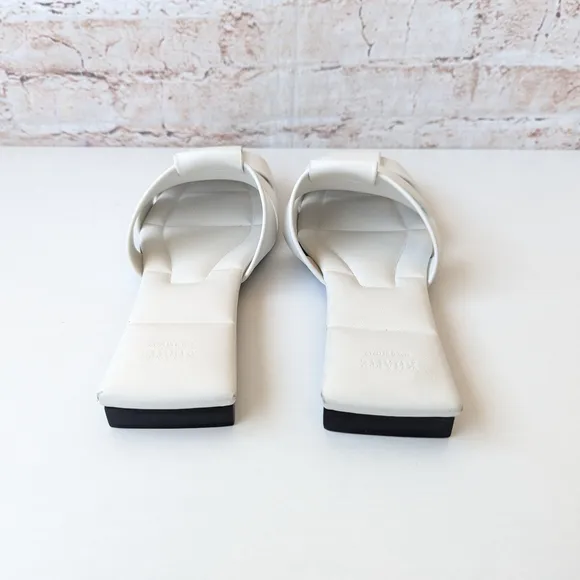 KHAITE White Slide Sandals Woven Leather