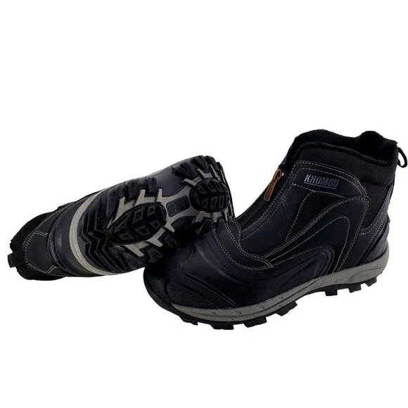 KHOMBU Boots Men's 9 Mason Outdoor Waterproof Rugged Slip-on Zipper Front Shoes